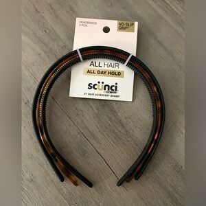 Scunci All Day Hold No Slip Grip Hair Headbands 3 Pack NWT